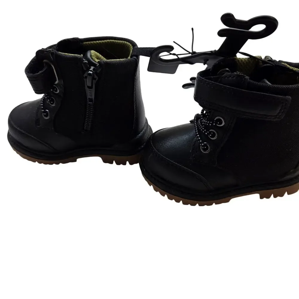 NWT Wonder Pation Boys 3 Black Boot Removable Insole Velcro Shoe kids Child Baby
